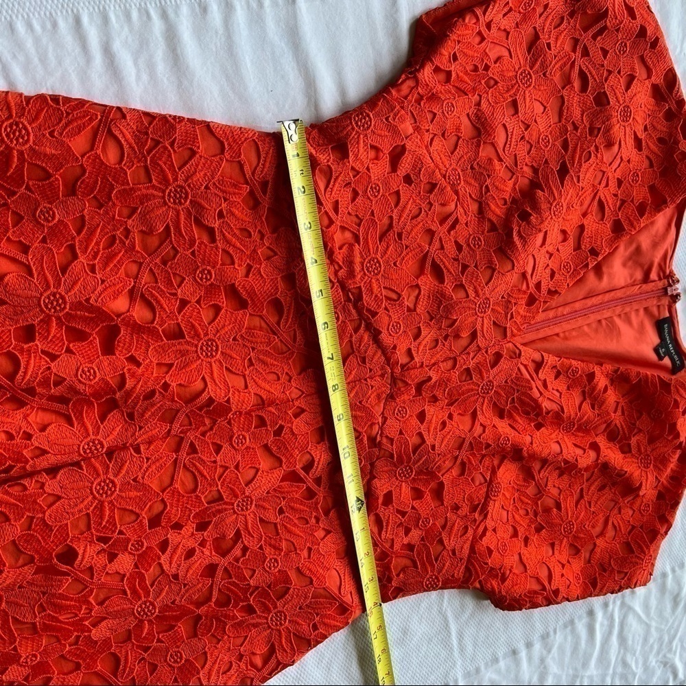 Banana Republic Embroidered V-Neck Dress in Reddish Orange Color in Size 6 - Picture 11 of 13